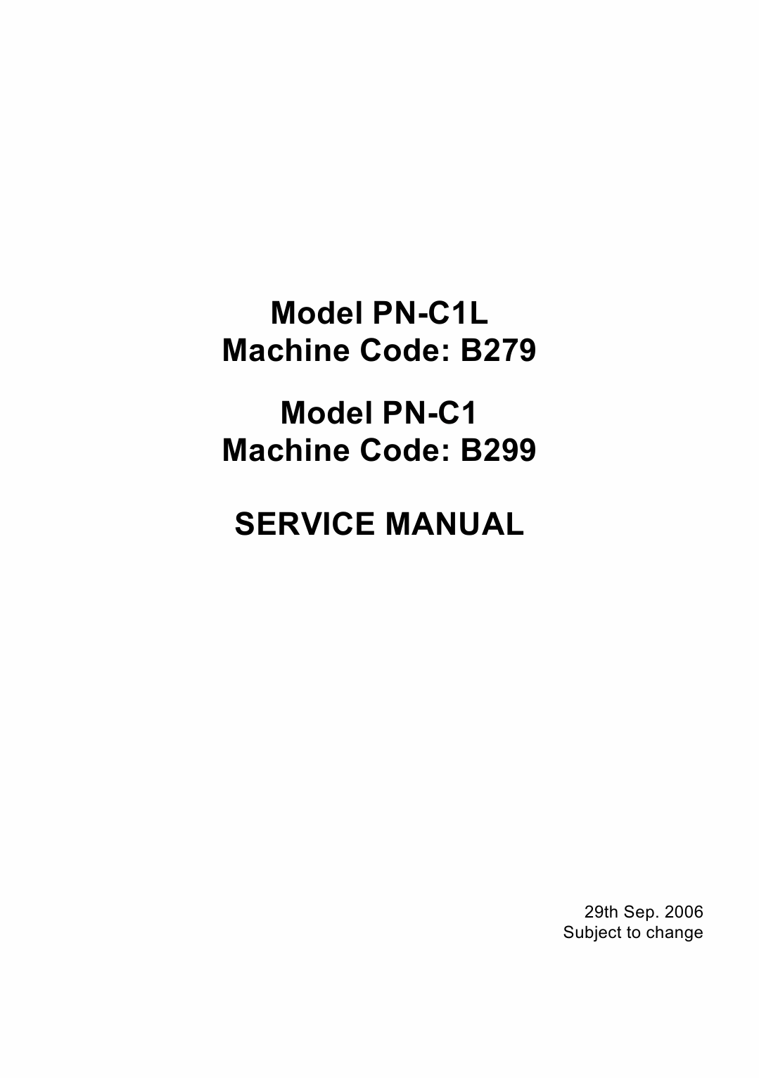 RICOH Aficio SP-1000S 1000SF B299 B279 Service Manual-1